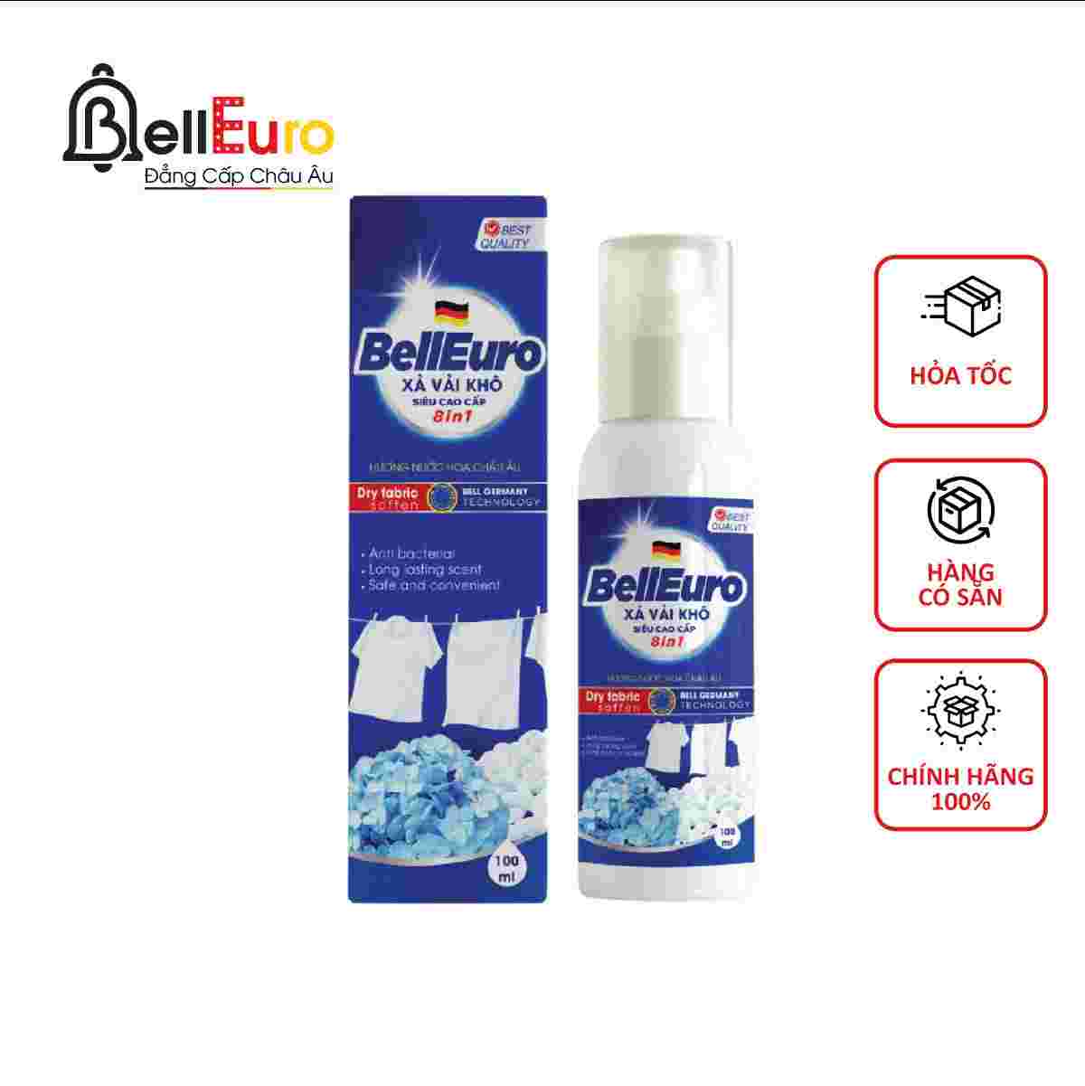 Xả Vải Khô Công Nghệ Sinh Học Bell Euro Hương Nước Hoa Châu Âu 100ML